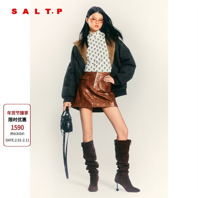 SALT.P可颜两面穿羊毛颗粒绒连帽外套女休闲2025冬新款AC35510050