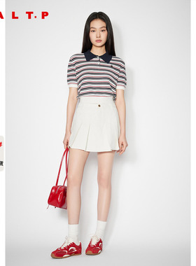 SALT.P可颜2025夏季新款航海系学院风白色牛仔感短裙a字半身裙