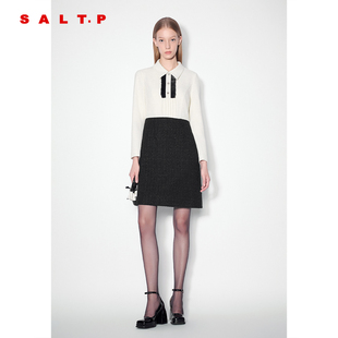 千金风优雅撞色小香连衣裙短款 法式 新款 SALT.P可颜2024年冬季