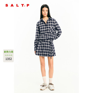 2026春新款 假两件连衣裙短款 AC36105210 式 SALT.P可颜深蓝格子衬衫