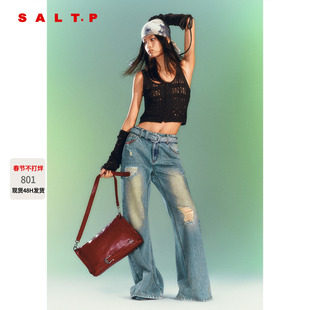 SALT.P可颜复古做旧破洞喇叭牛仔裤女2026春新款AC36120120
