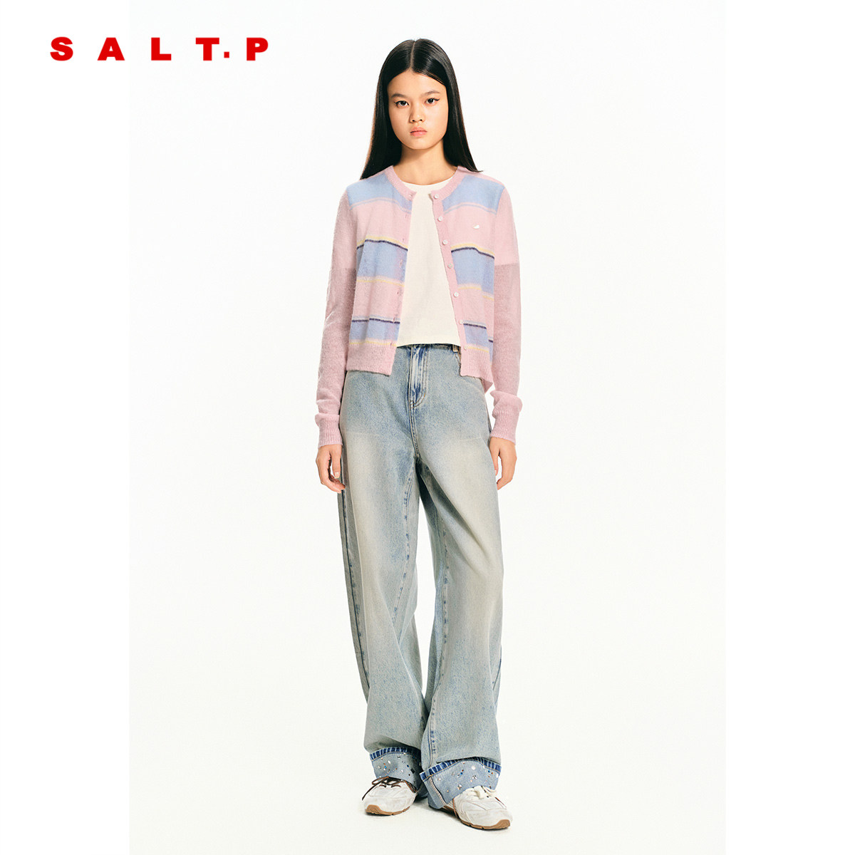 SALT.P可颜粉色针织开衫女短款慵懒风羊毛2026春新品AC36106030