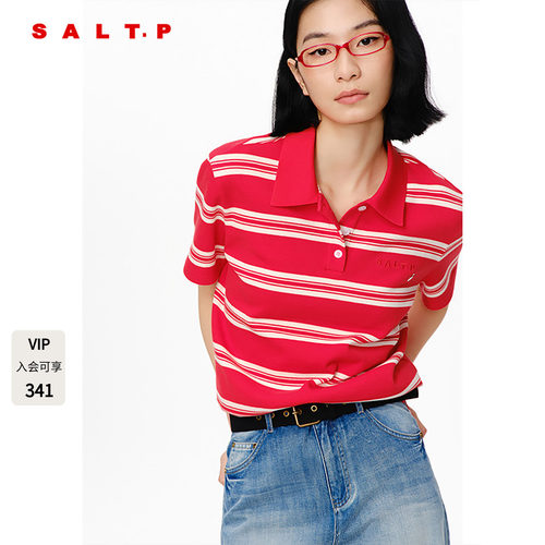SALT.P可颜【男女同款】美式短袖条纹polo衫T恤上衣夏AC35260010