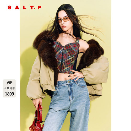 SALT.P可颜 狐狸毛领羽绒服派克皮草外套女2025冬新款AC35508010