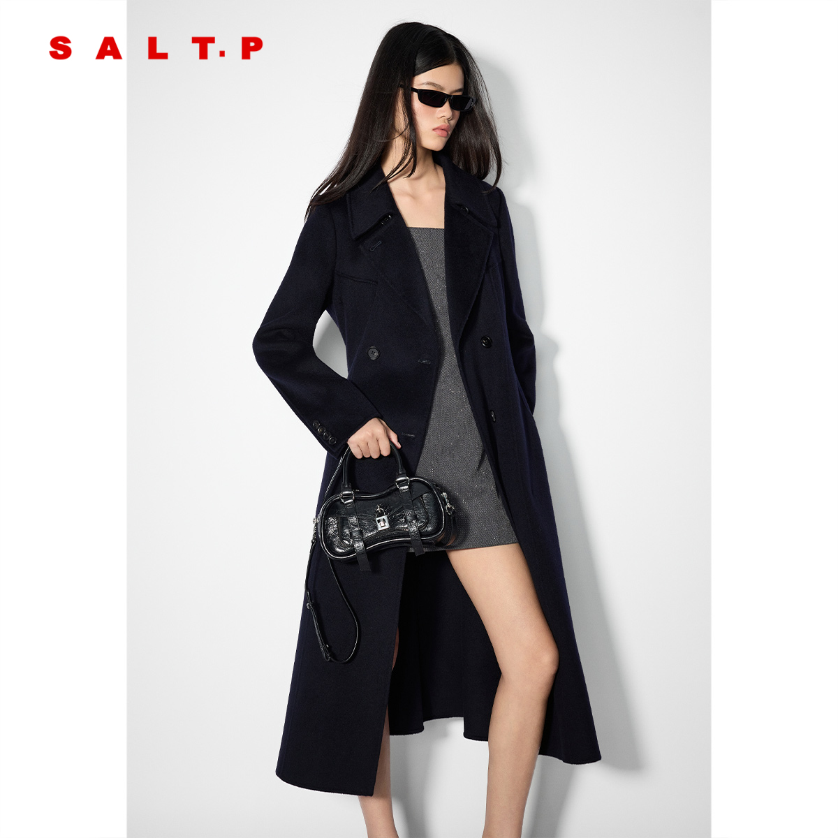 SALT.P可颜羊毛羊绒收腰大衣女长款毛呢外套2025冬新款AC35580210