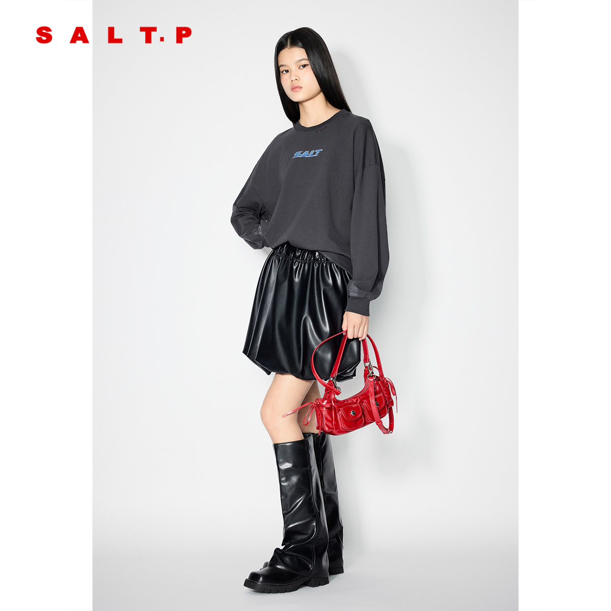 SALT.P可颜 cyber机器人印花长袖T恤上衣2025冬季新款AC35560010