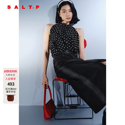 SALT.P可颜千金风波点挂脖上衣女夏季法式复古AC35270130