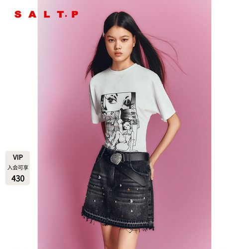 SALT.P可颜辣妹风印花收腰短袖T恤女2026夏季新款AC36260120