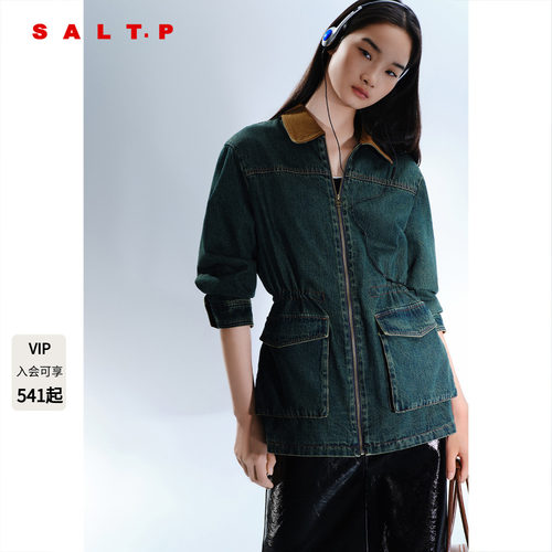 SALT.P可颜复古巴恩风牛仔外套女宽松翻领夹克/短裙AC35110040