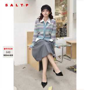 SALT.P可颜复古费尔岛针织开衫女短款毛衣2025冬季新款AC35506150
