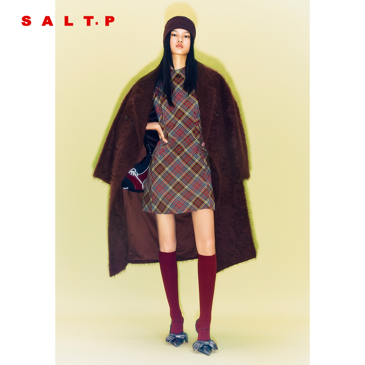 SALT.P可颜阿拉善山羊绒大衣外套女长款2025冬季新品AC35580010