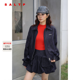 SALT.P可颜深蓝牛仔短外套女翻领夹克2026春季新款AC36110010