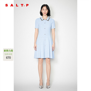 SALT.P可颜浅蓝色法式 针织连衣裙女夏AC35206390 短袖