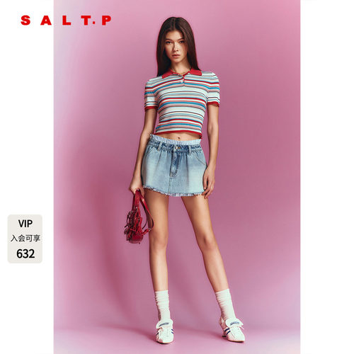 SALT.P可颜撞色翻领polo短袖针织女夏季2026年新款AC36206170