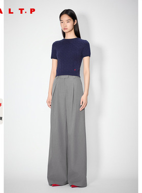 SALT.P可颜2025秋新款通勤灰色西裤高腰阔腿裤女长裤AC35320070