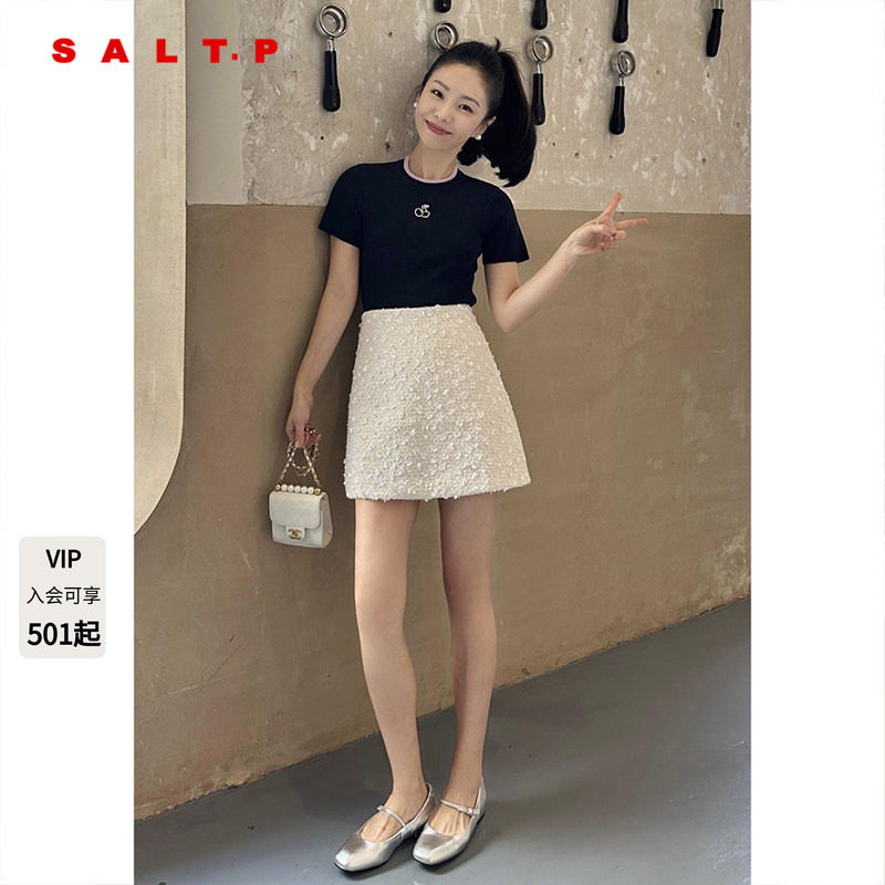 SALT.P可颜醋酸棉圆领短袖针织女夏季/半身裙AC35106260图片