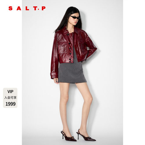 SALT.P可颜时髦复古羊皮革皮衣外套女短款2025冬季新款AC35509030