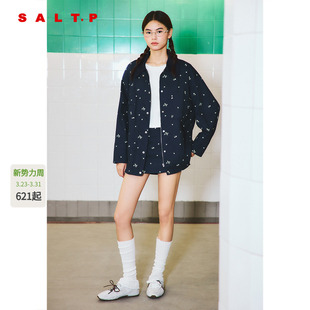 半裙AC36110050 外套女夹克 SALT.P可颜2026春新款 深蓝碎花工装