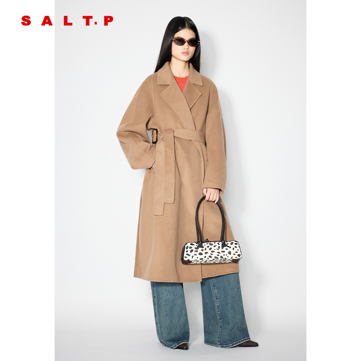 SALT.P可颜 羊毛+山羊绒大衣女长款毛呢外套2025冬新款AC35580170
