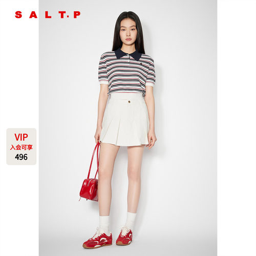 SALT.P可颜白色牛仔半身裙短款a字裙裤百褶裙夏季AC35220220