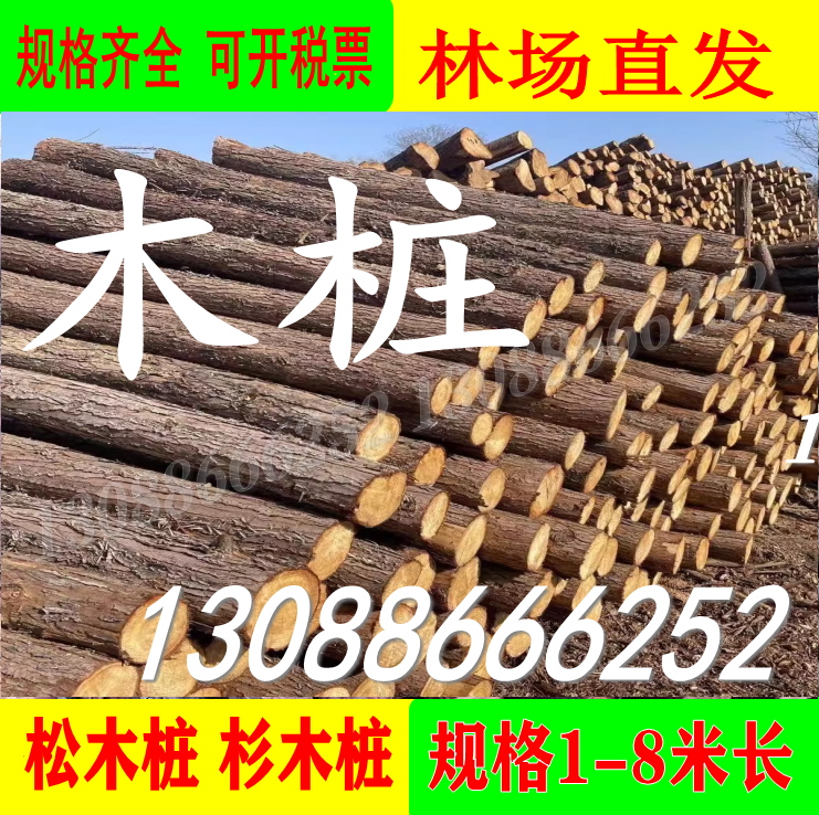松木桩.杉木桩河道打桩木.绿化支撑杆.防汛护坡全国供销欢迎合作