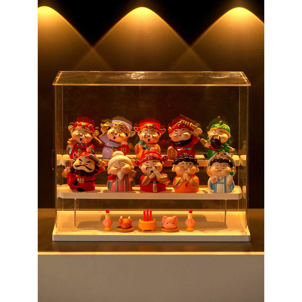 小神仙家居桌面玄关装饰五路财神摆件办公室工位展示架礼品小摆设