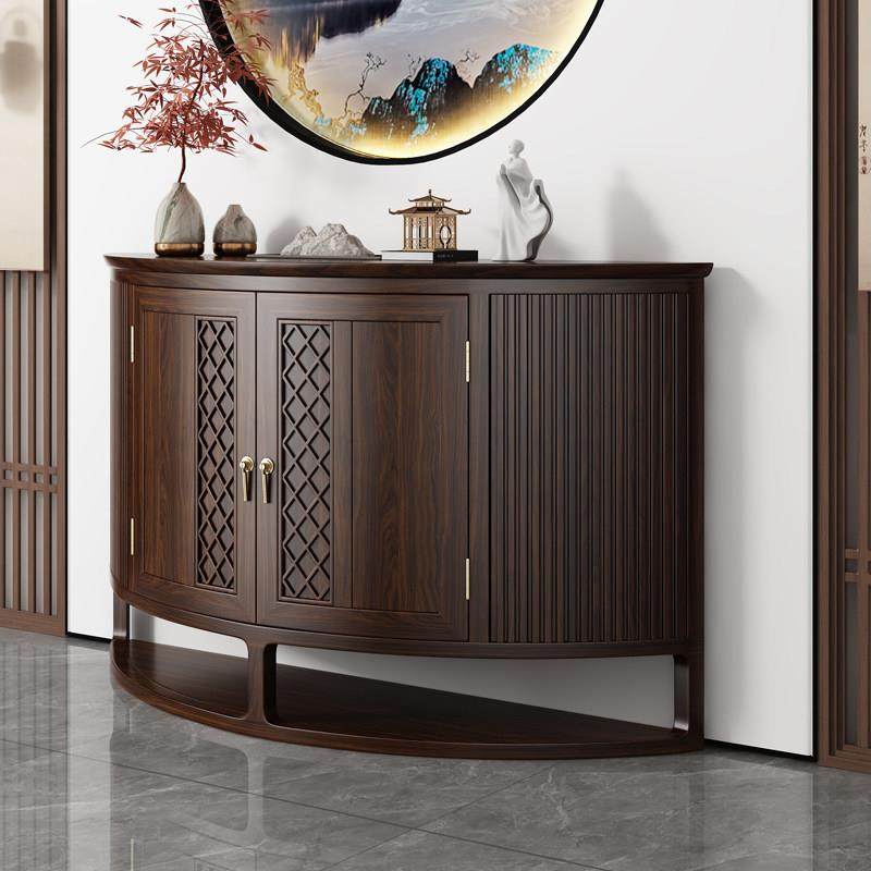 新中式玄关桌乌金木条案入户门供桌靠墙玄关台半圆弧形实木玄关柜,住宅家具,玄关台,淘宝优惠券,粉丝福利购,淘宝优惠卷
