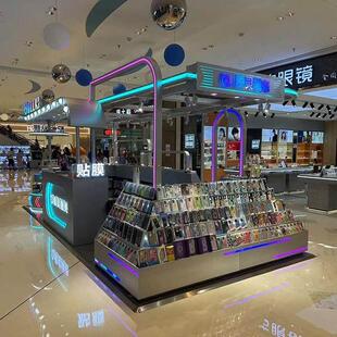 手机贴膜展示柜 异形框架眉头 多径点位中岛柜展台柜台烤漆陈列柜