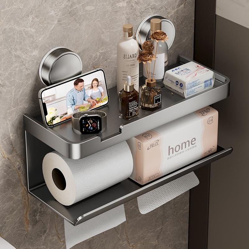吸盘纸巾盒化妆室厕所收纳盒家用卫生纸盒子免打孔浴室厨房湿纸巾