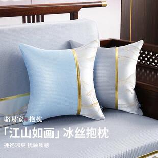 骆易家冰丝抱枕新中式沙发客厅靠枕套罩夏季床上大靠垫靠背垫定制