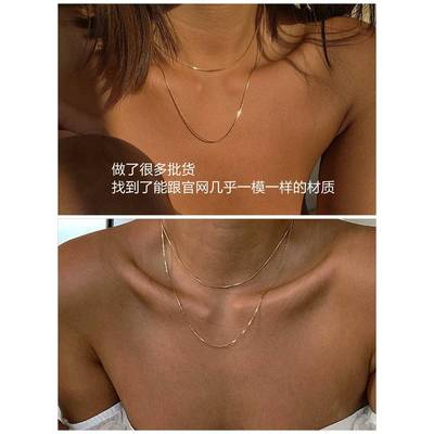 925银极细项链0.8MM八角链超闪蛇骨链女式欧美颈链锁骨链叠戴镀金