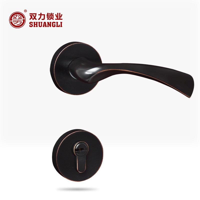 木门卧室房门锁静音家用通用型门把手门锁室内黑色分体门锁具批发