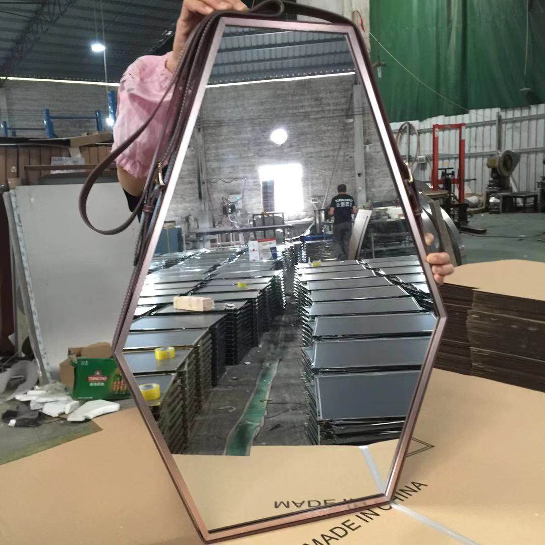 厂家铝合金边框皮带镜六角挂墙斜边卫生间化妆镜洗手台磨镜子,家装主材,浴室镜,淘宝优惠券,粉丝福利购,淘宝优惠卷