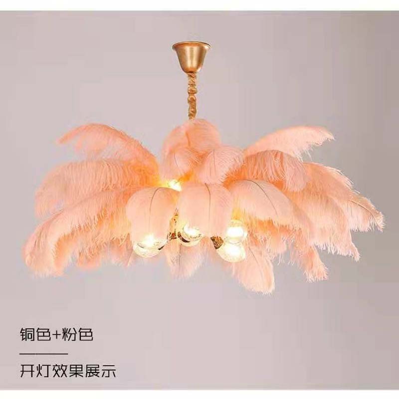 全铜羽毛吊灯轻奢别墅卧室工作室网红服装店吊灯浪漫羽毛美容院
