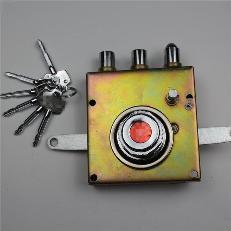 老式防盗门自动碰锁碰锁佳卫石牛防盗门自动锁更换升级蓝灰门锁