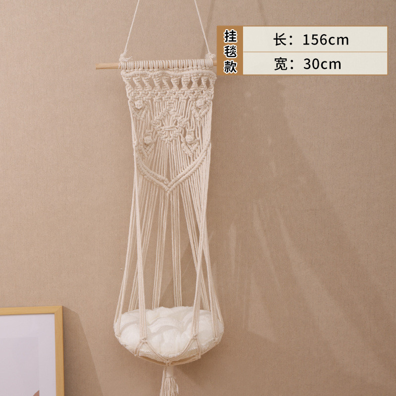 猫吊床手工棉绳编织悬挂式猫吊篮舒适透气猫窝挂毯猫秋千现货批发