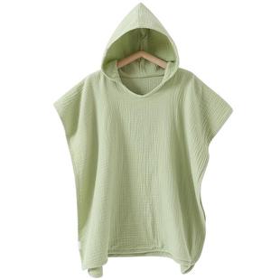 全棉纱布连帽斗篷浴巾游泳吸水带帽浴袍儿童沙滩巾四季用速干