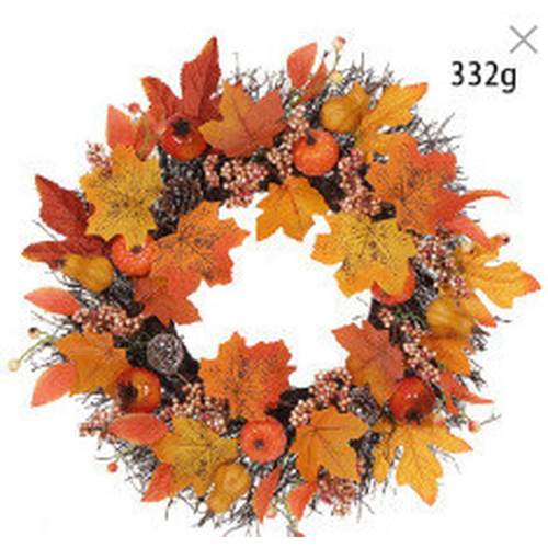 秋季花环仿真枫叶藤蔓秋天感恩节装饰品节丰收falldecor