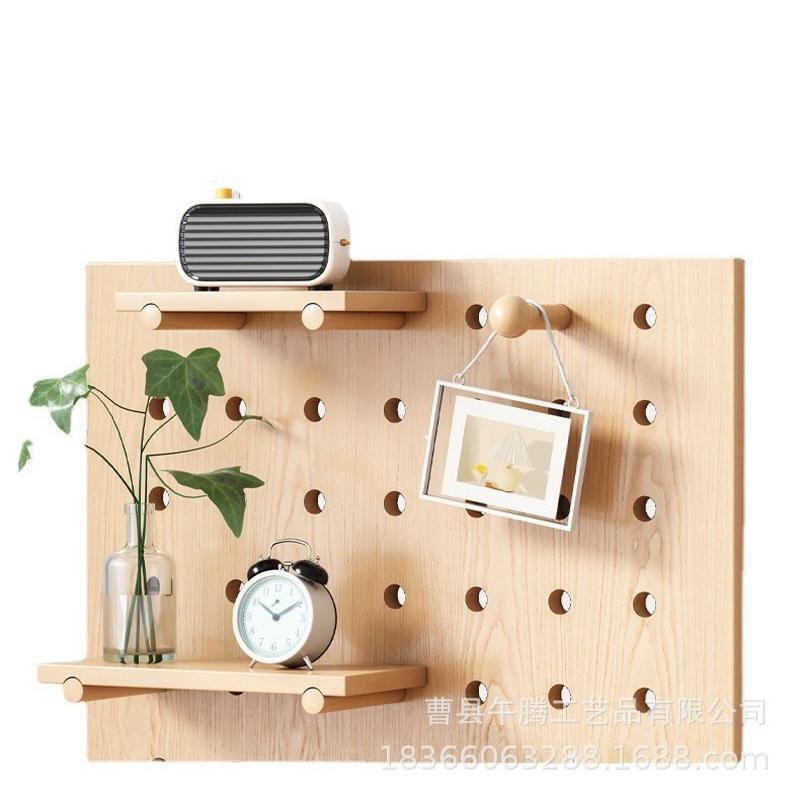 木质洞洞板挂墙式墙上置物架书架收纳架一字隔板装饰储物架子批发