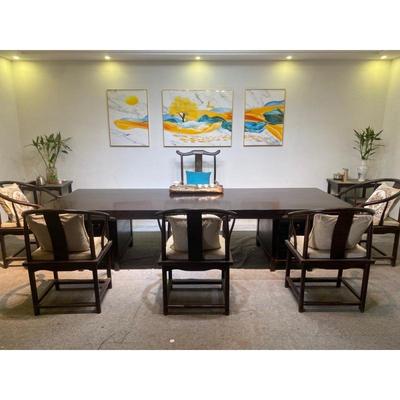 桌椅组合黑檀实木大板茶桌茶台原木新中式整块书桌面简约现代非洲