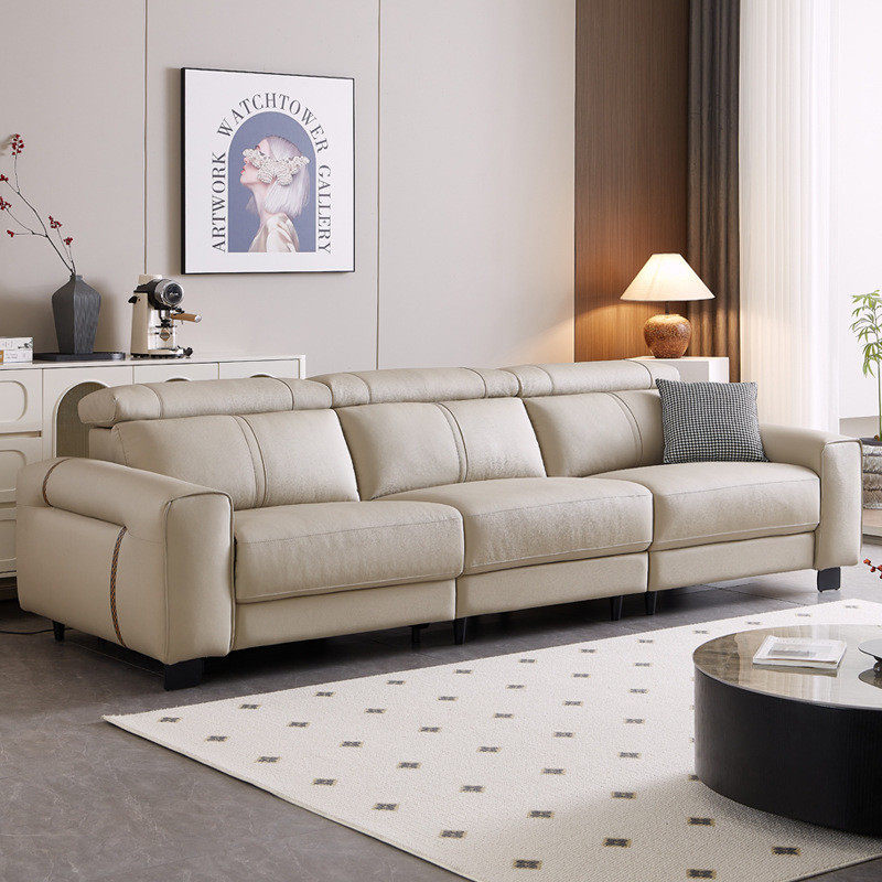 真皮沙发简约直排皮艺电动功能客厅沙发 极简头层牛皮小户型沙发