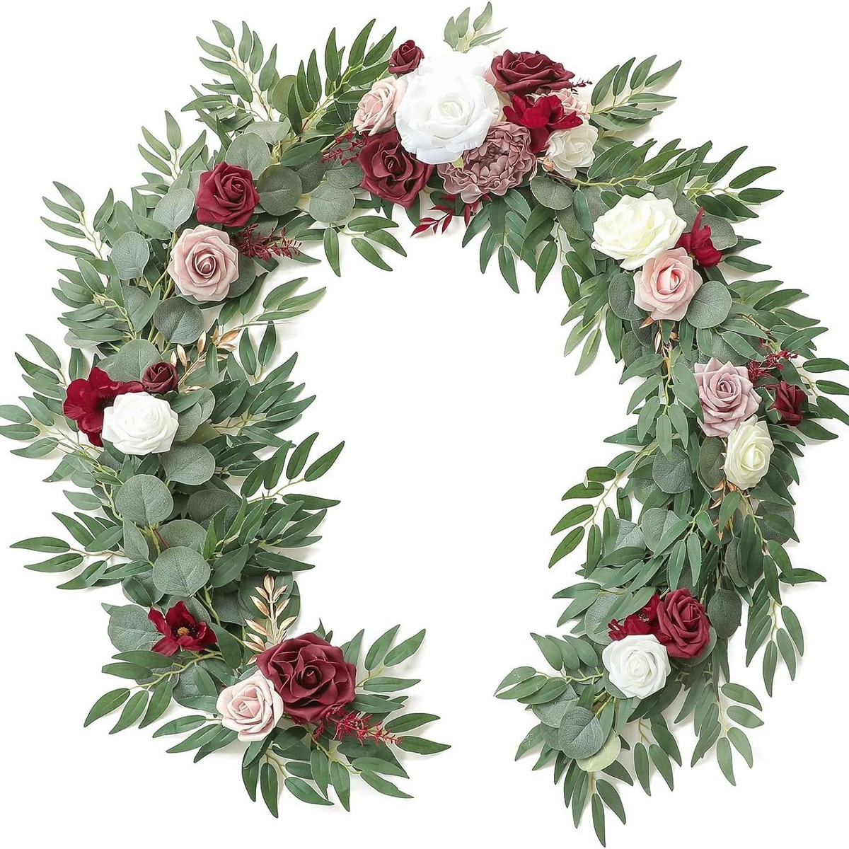 热销柳叶尤加利人造仿真藤条婚庆壁挂装饰绿色植物桉树叶藤条