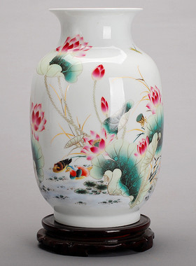 粉彩礼品花瓶高白瓷寿辰花瓶家居摆件工艺品花瓶乔迁礼品装饰瓷