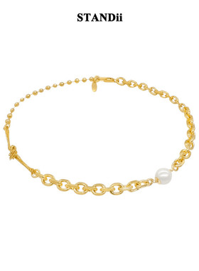 STANDii手作 小众设计个性一颗珍珠链条街头打结时髦高级感项链