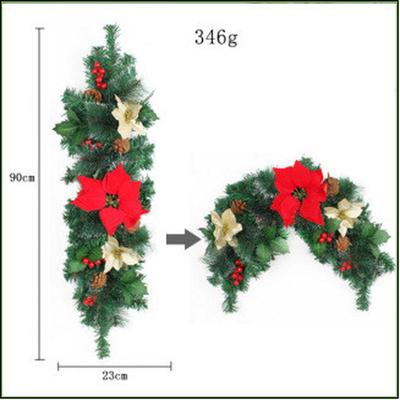 苍岩大红花发光装饰邮箱花环花园仿真圣诞节枯枝松果藤条挂件
