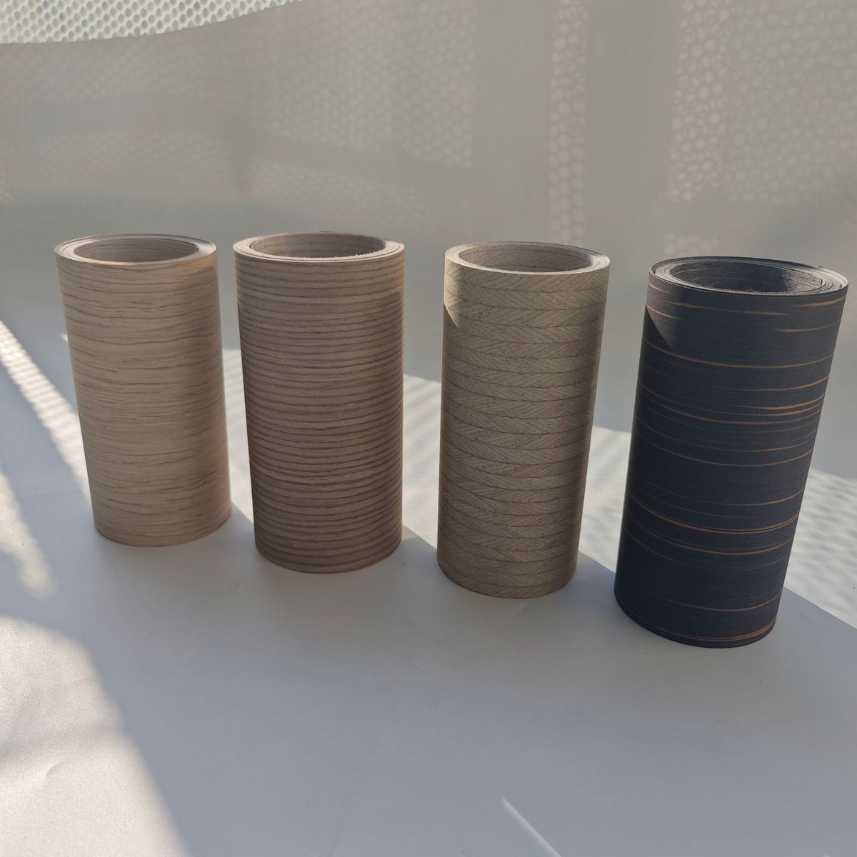 天然木皮封边条黑胡桃樱桃红橡白橡白栓桦木枫木厚度50一200丝