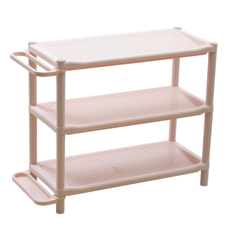 锦帛塑料时尚镂空鞋架收纳置物架多功能三层鞋架伞架带卡伞盘