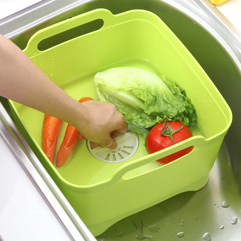 家用洗菜盆塑料沥水篮蔬菜水果盘子厨房可移动水槽洗碗餐具大号盆