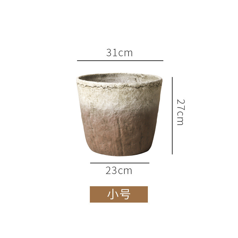大口径水泥花盆落地植物底孔室内外种花种树简约透气创意花盆有盆