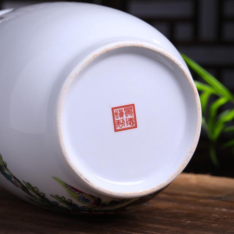 精品陶瓷工艺品创意家居陶瓷粉彩花鸟批发装饰品花器摆件花瓶